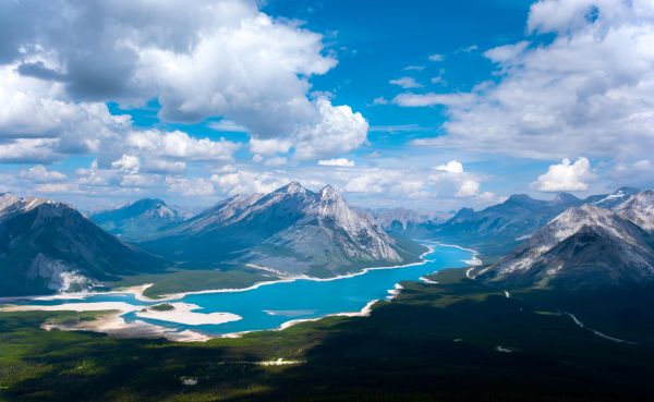 peisaj,nori,lac,Canada,munţi,pădure