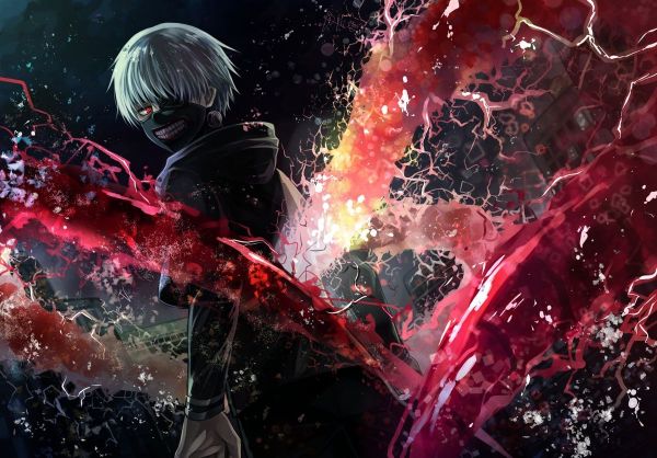 anime,spaţiu,Kaneki Ken,Tokyo Ghoul,întuneric,fum