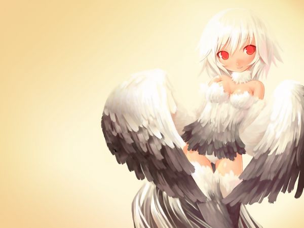 illustration,fantasy art,anime,anime girls,angel,red eyes