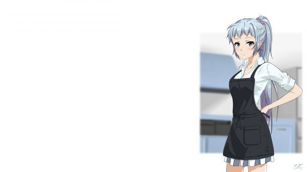 Anime,Chicas anime,Yahari Ore no Seishun Amor Comedia wa Machigatteiru,Fondo blanco,Kawasaki Saki,cabello plateado