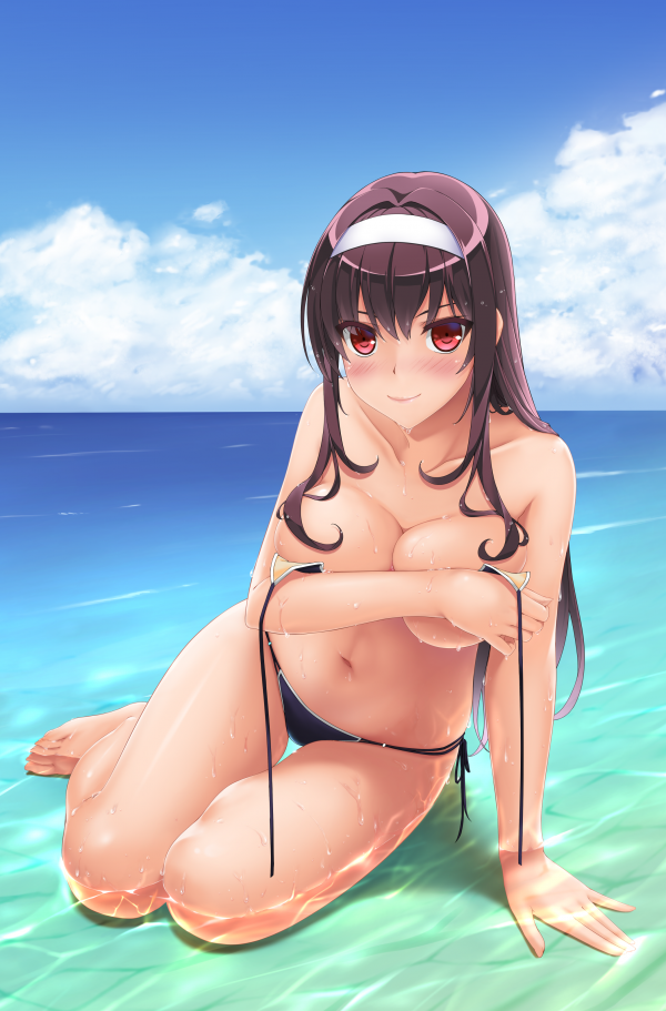 anime girls,bikini,cleavage,Kasumigaoka Utaha,Saenai Heroine no Sodatekata,beach