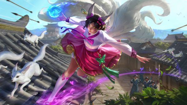 Ahri League of Legends, jocuri video, GZG, 4k, Riot Games, arta digitala