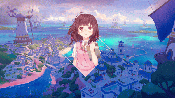 anime,anime girls,digital art,Photoshop,picture in picture,landscape