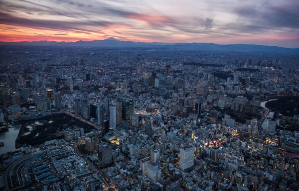 Japonya,Şehir,gece,Manzara,gün batımı,Şehir manzarası