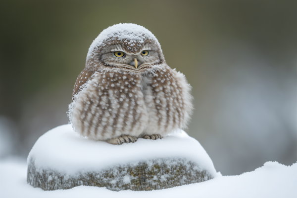 ai art,winter,snow,frost,owl