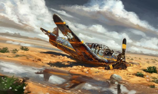 crash,désert,avion,by real sonkes,aviation,ART