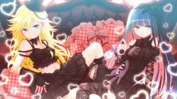 ilustrasi,anime,Panty dan Stocking dengan Garterbelt,Anarchy Panty,Anarchy Stocking