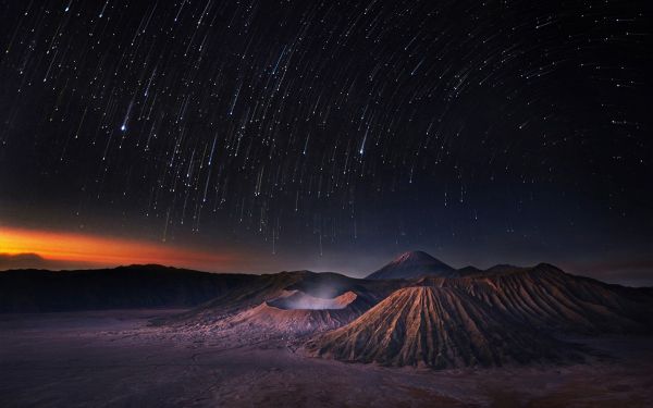 paysage,nuit,longue exposition,voie Lactée,volcan,ciel