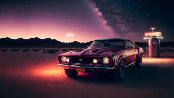 ai art,sports car,stars,desert