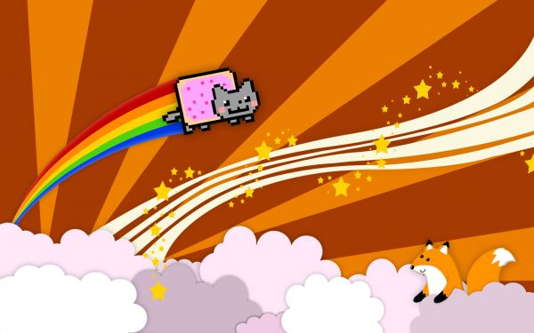 illustration,chat,Nyan Cat,des nuages,dessin animé,Renard