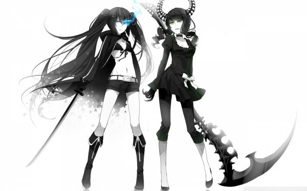 Anime,Black Rock Shooter,dibujo,ilustración,monocromo,dibujos animados