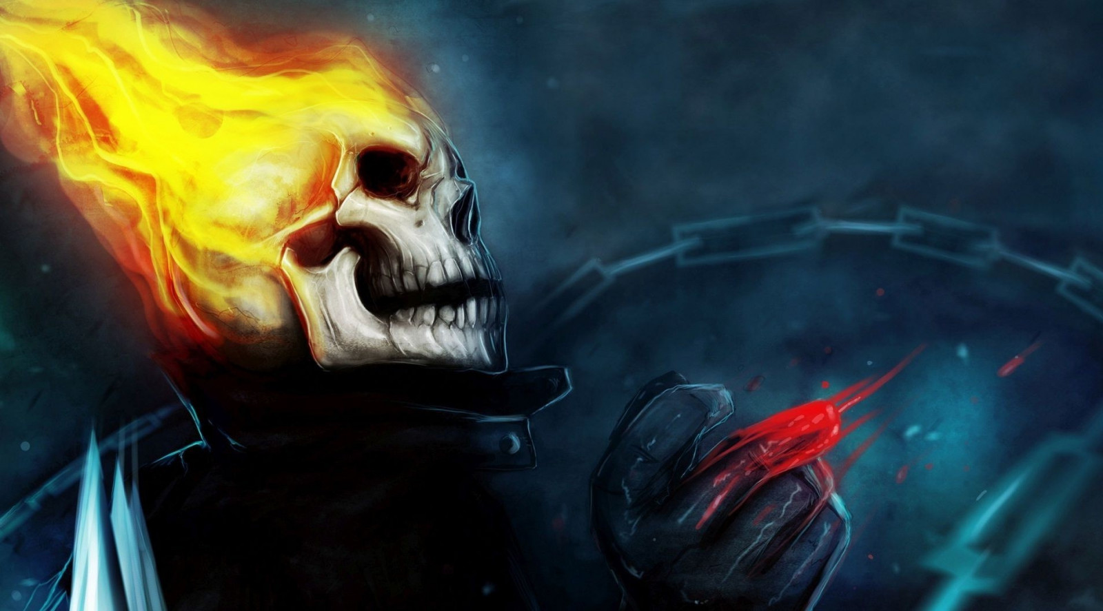 1903x1056 px, Praca plastyczna, Fantasy sztuki, Ghost Rider, czaszka