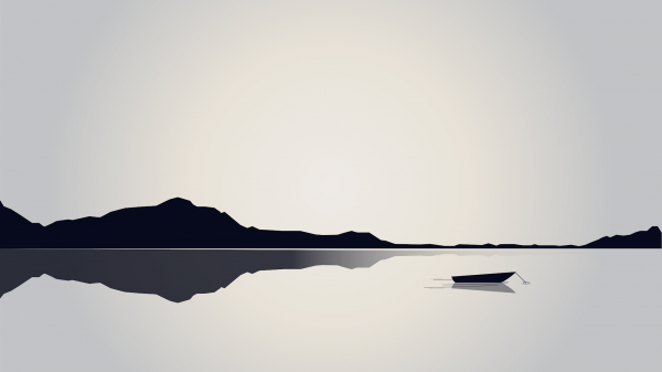 minimalism,artwork,mountains,boat,simple