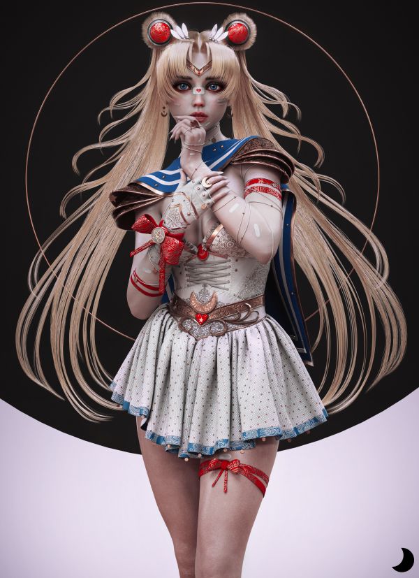 kjole,sirkel,Dylan Kowalski,CGI,Sailor Moon,blond