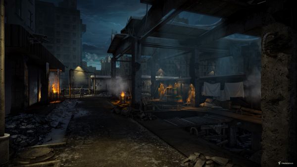 ATOM RPG,RPG,Trudograd,ruines,ville,nuit