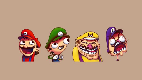 illustration,jeux vidéo,humour,dessin animé,Super mario,visage de troll