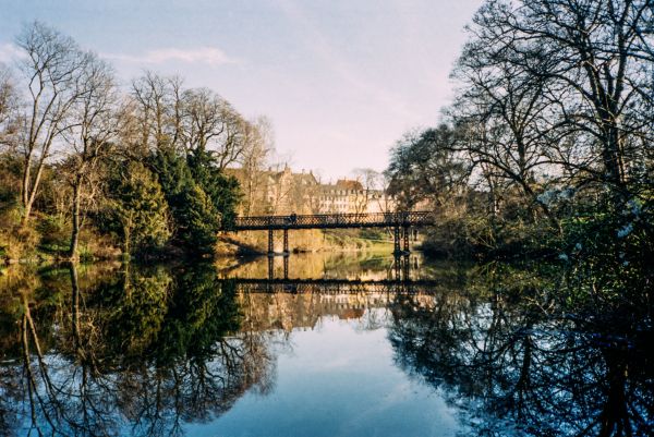 zonsondergang,reflectie,brug,dak,licht,Zon