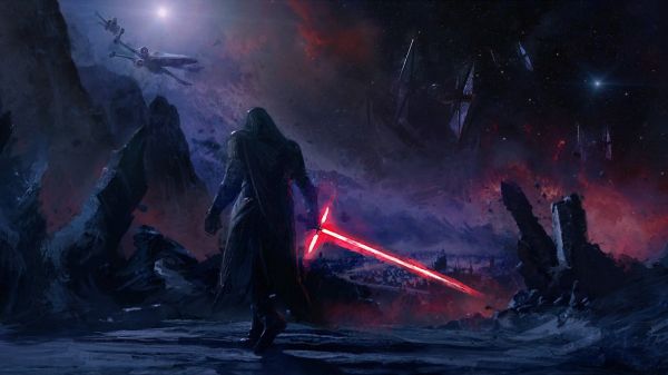 kunstverk,lyssverd,filmer,1920x1080 px,digital kunst,Kylo Ren