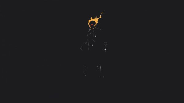 black,minimalism,artwork,skull,Ghost Rider,burning