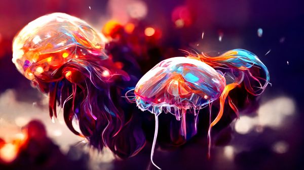 digital art,colorful,jellyfish