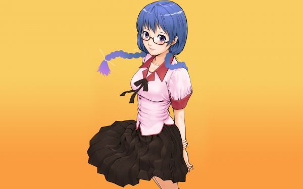 Meganekko,des lunettes,fille,sourire,jupe