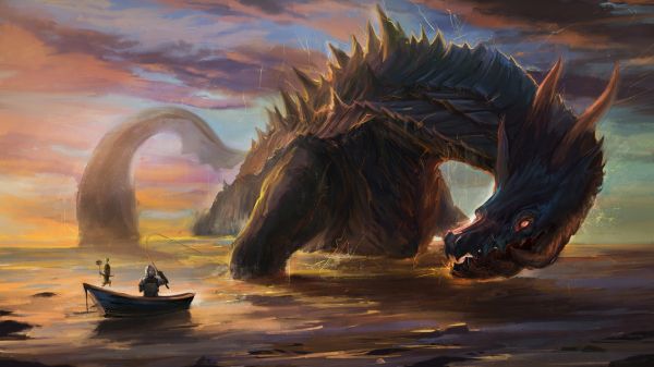 digital art,Monster Hunter,1920x1080 px,Lagiacrus,sea monsters