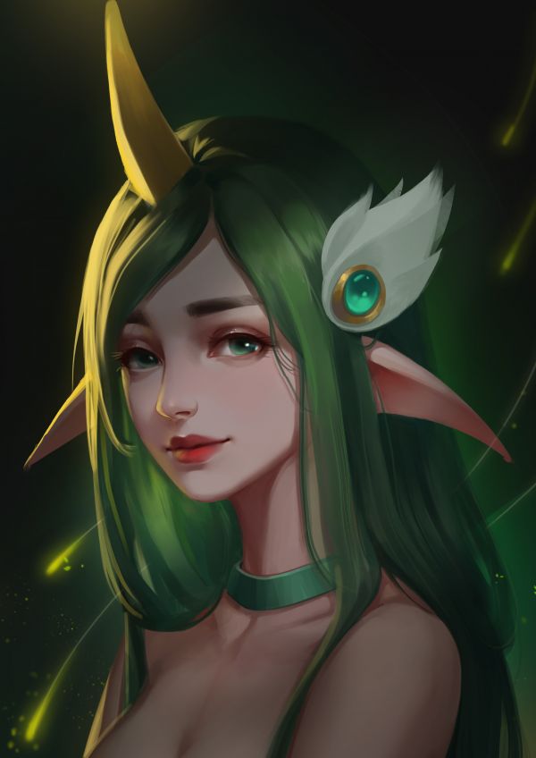 Video Game Art, κορίτσια video game, γυναίκες, Soraka League of Legends, Λεγεώνα των Θρύλων, βιντεοπαιχνίδια