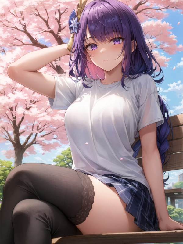 anime, anime girls, verticale, capelli viola, occhi viola, gambe incrociate