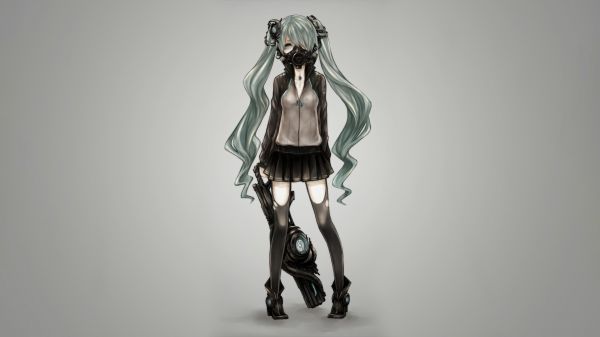 Vocaloid,Hatsune Miku,аниме момичета,зелена коса,просто фон,дълга коса