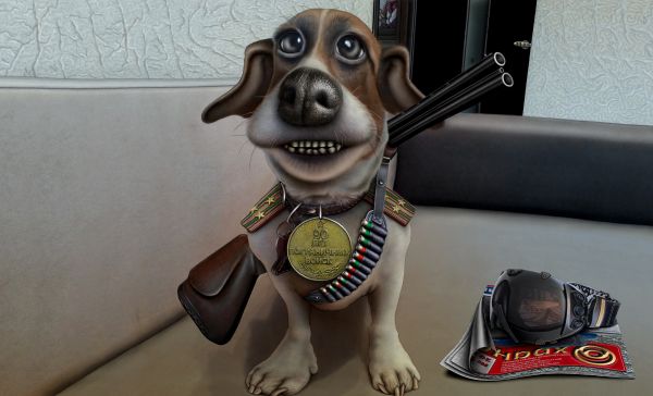 pistolet,dessin animé,chien,sculpture,badge,ART