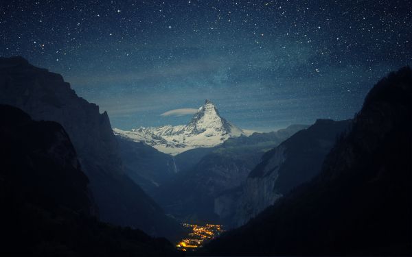 bergen, nacht, Zwitserland, Alpen, berg-, duisternis