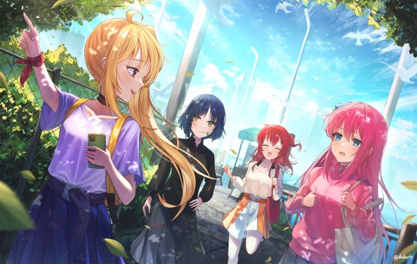 Anime,Anime cô gái,Nhóm phụ nữ,Phụ nữ ở ngoài trời,women quartet,BOCCHI THE ROCK