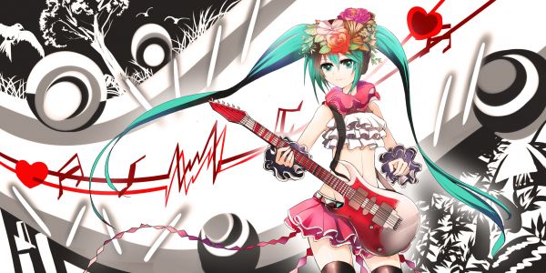 Illustration,Anime,Karikatur,Anime Mädchen,Gitarre,Vocaloid