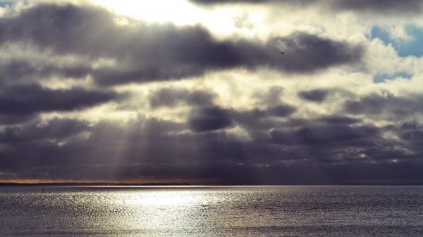 luz solar,Pôr do sol,mar,costa,reflexão,céu