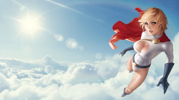 anime,lentäminen,power Girl,kuvakaappaus,taivas,taustakuva