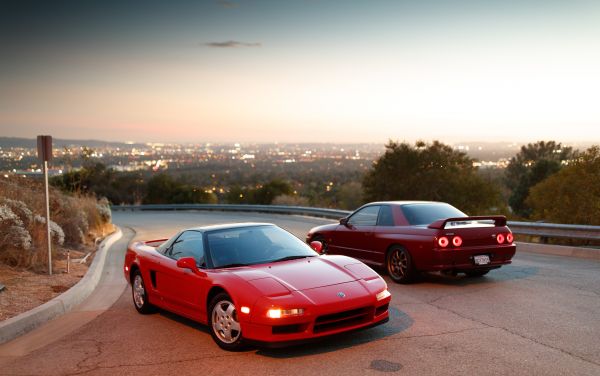 Nissan Skyline BNR32,Nissan Skyline R32,red cars,Honda Acura NSX,sports car,JDM