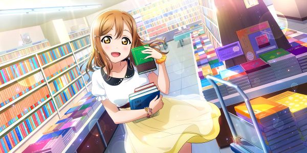 Amore Luce del sole diretta,Kunikida Hanamaru,gonna,capelli corti,book in hand,libreria