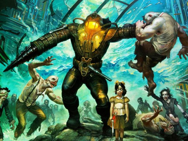 Fan art,Big Daddy,BioShock,mythologie,Petite soeur,des bandes dessinées