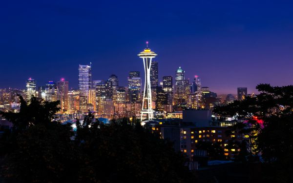 Paisagens urbanas,Luzes,Seattle,3840x2400 px,noite,Skylines