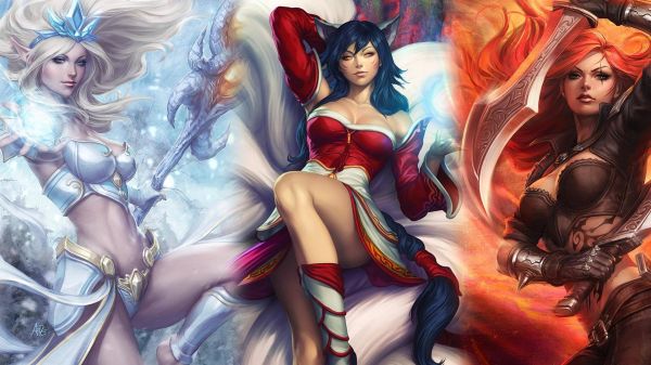 computerspil, anime, Liga af legender, Kvinder, collage, Katarina League of Legends