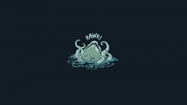 дигитално изкуство, просто фон, море, минимализъм, илюстрация, Kraken