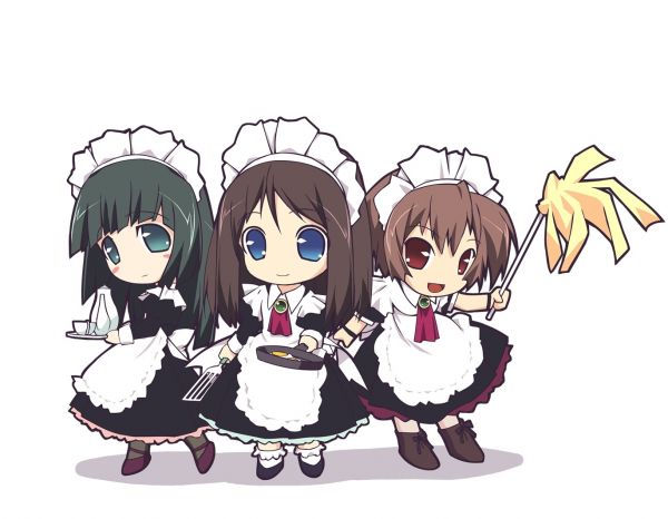 girls, maids, Murakami Suigun, food, griddle