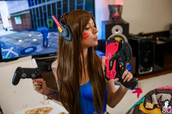 Lure Suicide, kvinnor, modell, brunett, cosplay, D Va Overwatch