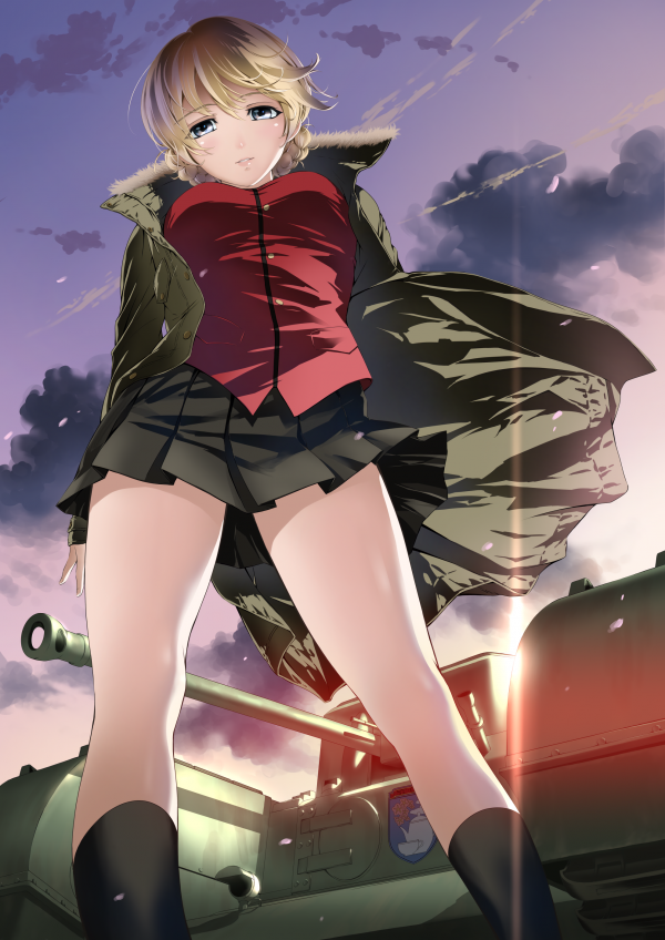 anime,κορίτσια anime,Τα κορίτσια und Panzer,Darjeeling,ψηλά το γόνατο,φούστα