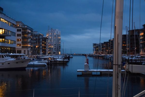 boat, sea, city, cityscape, night, water