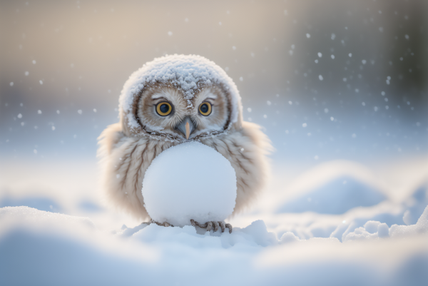 ai art,owl,winter,snow,frost