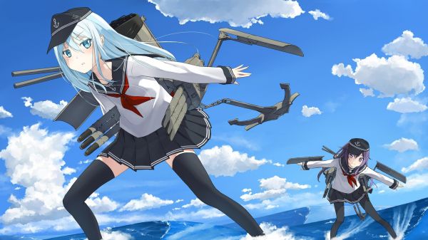 1920x1080 пиксела,Akatsuki KanColle,аниме момичета,Hibiki KanColle,Kantai Collection