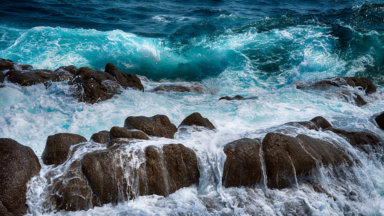 sea, rocks, spray, Surf, foam