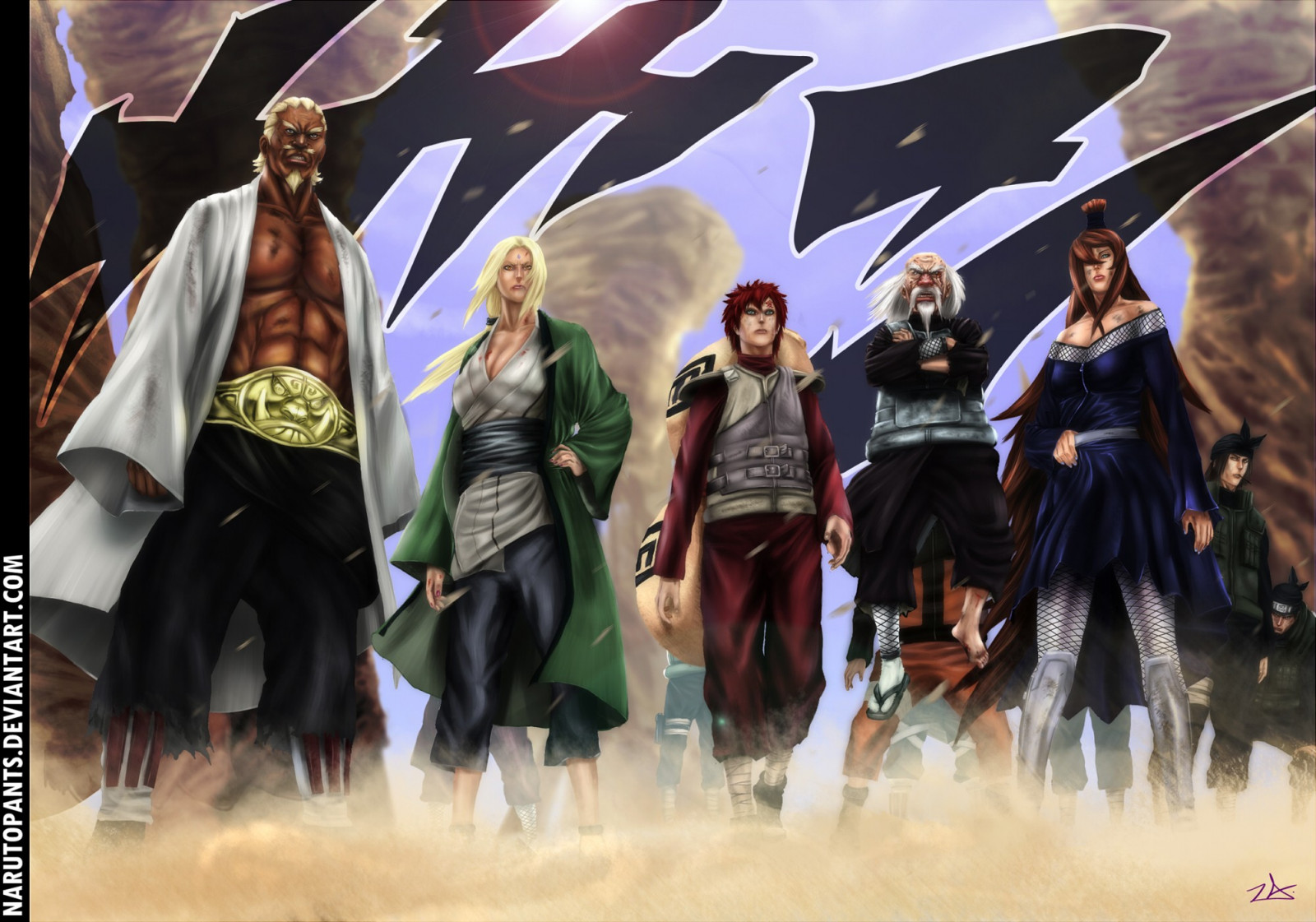 anime, Naruto Shippuuden, Gaara, Tsunade, Mei Terumi, Tsuchikage, Raikage, captură de ecran