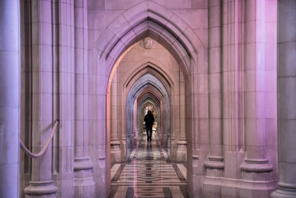 arches, masonry, cathedral, Person, shadow, figure